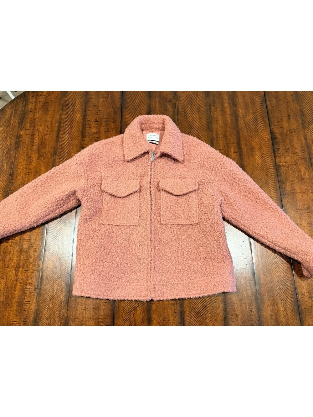 Urban Outfitters Teddy Trucker Sherpa Jacket - Dusty Pink, Size Small